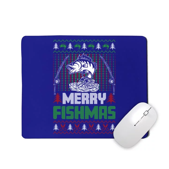 Merry Fishmas Funny Christmas Fishing Xmas Jumper Design Gift Mousepad