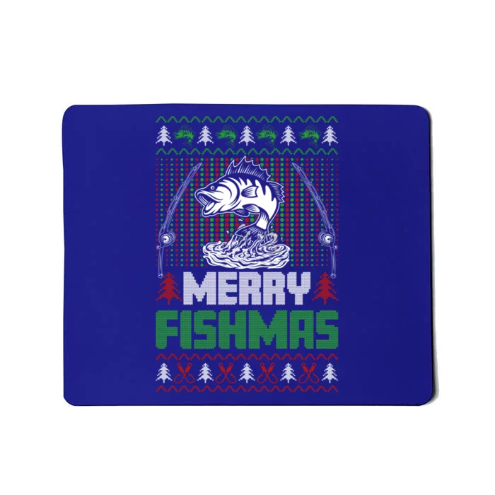 Merry Fishmas Funny Christmas Fishing Xmas Jumper Design Gift Mousepad