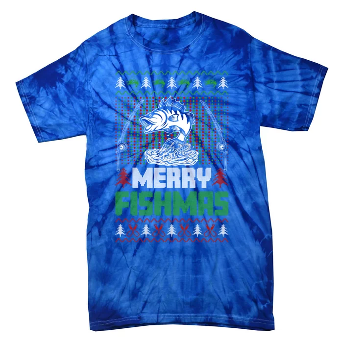 Merry Fishmas Funny Christmas Fishing Xmas Jumper Design Gift Tie-Dye T-Shirt