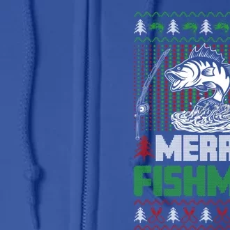 Merry Fishmas Funny Christmas Fishing Xmas Jumper Design Gift Full Zip Hoodie