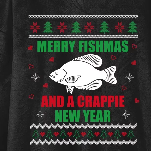 Merry Fishmas Fishing Funny Xmas Crappie For Fisherman Hooded Wearable Blanket