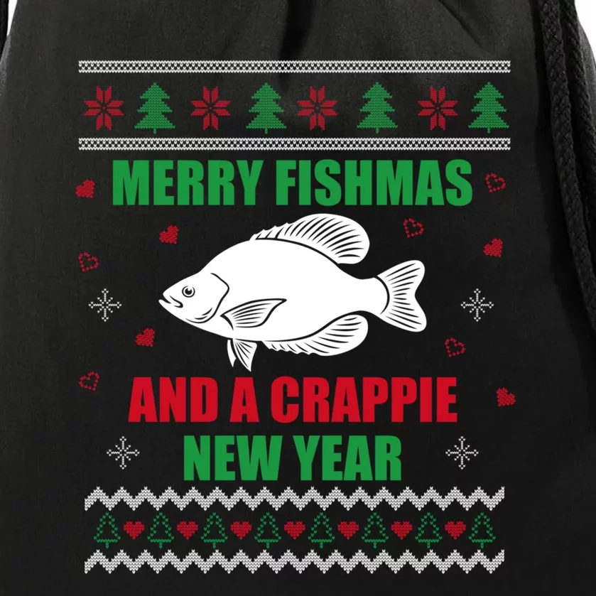 Merry Fishmas Fishing Funny Xmas Crappie For Fisherman Drawstring Bag