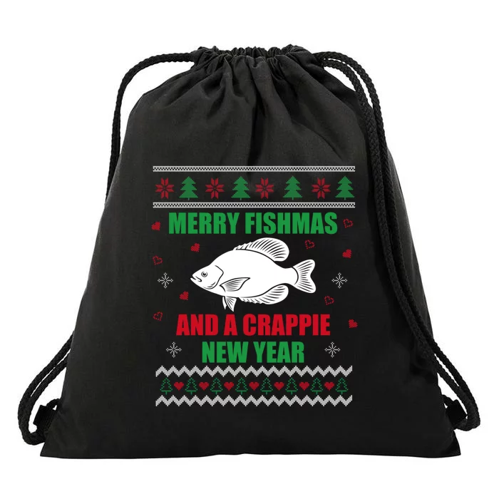 Merry Fishmas Fishing Funny Xmas Crappie For Fisherman Drawstring Bag