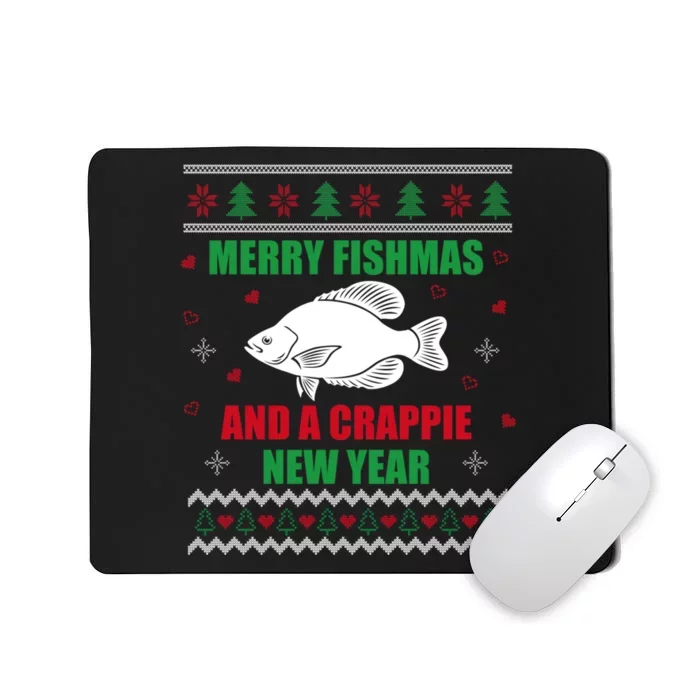 Merry Fishmas Fishing Funny Xmas Crappie For Fisherman Mousepad