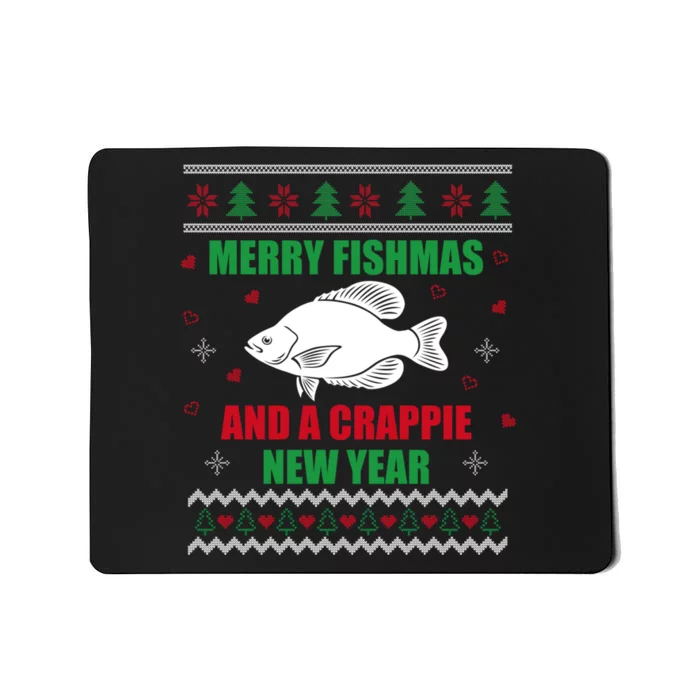 Merry Fishmas Fishing Funny Xmas Crappie For Fisherman Mousepad