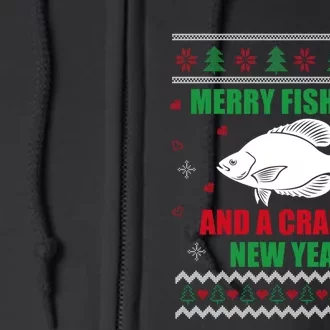 Merry Fishmas Fishing Funny Xmas Crappie For Fisherman Full Zip Hoodie