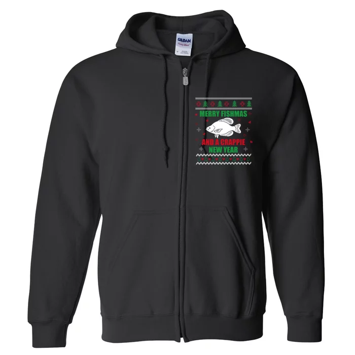 Merry Fishmas Fishing Funny Xmas Crappie For Fisherman Full Zip Hoodie