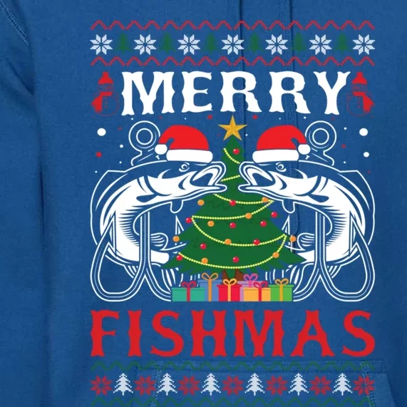 Merry Fishmas Funny Fishing Christmas Pajama Fishers Gift Premium Hoodie