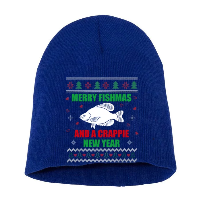 Merry Fishmas Fish Fishing Fisher Ugly Christmas Xmas Gift Short Acrylic Beanie