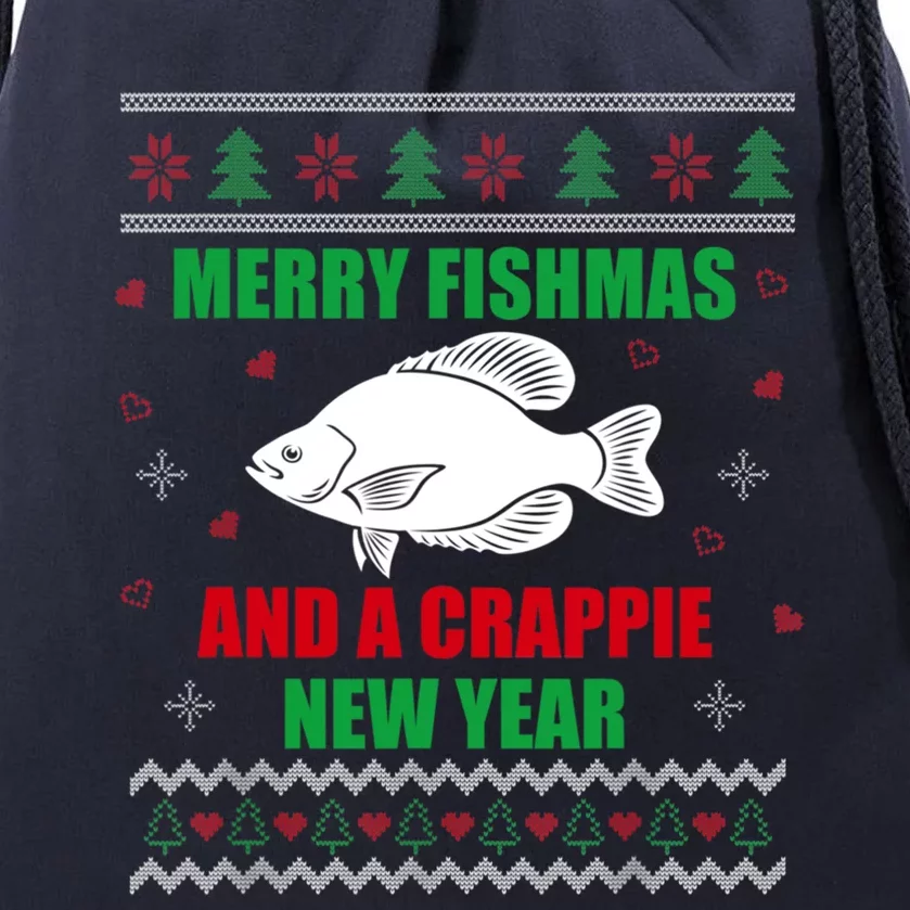 Merry Fishmas Fish Fishing Fisher Ugly Christmas Xmas Gift Drawstring Bag