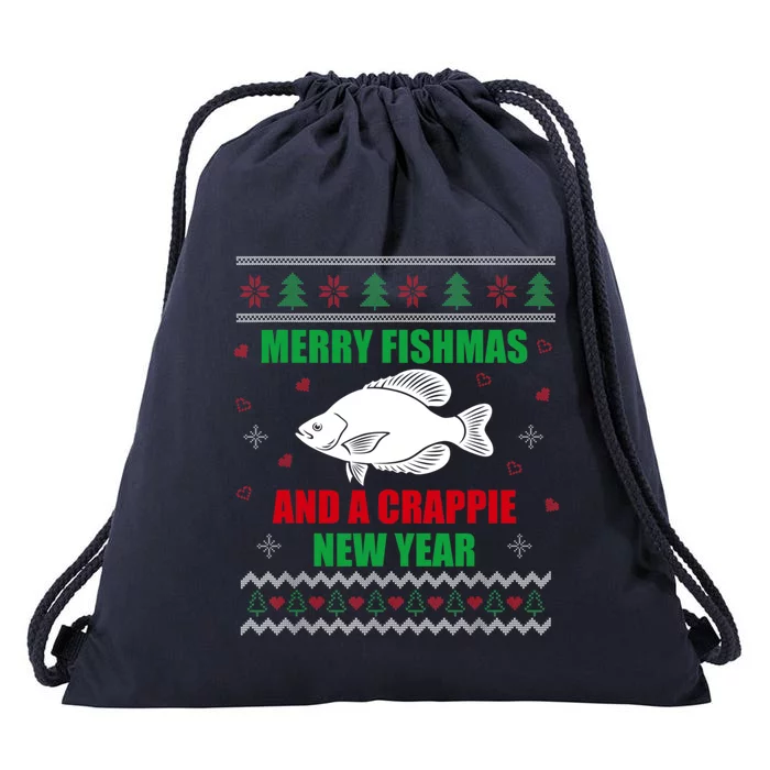 Merry Fishmas Fish Fishing Fisher Ugly Christmas Xmas Gift Drawstring Bag