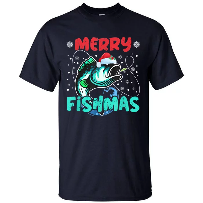 Merry Fishmas Funny Christmas Fishing Fish Gift Xmas Tall T-Shirt