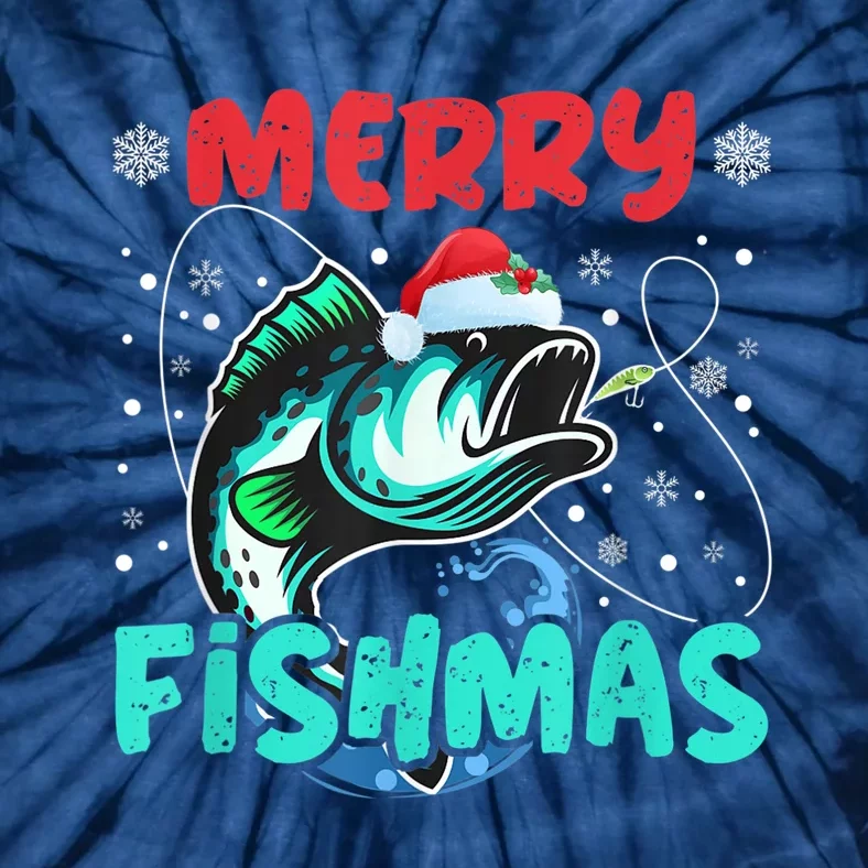 Merry Fishmas Funny Christmas Fishing Fish Gift Xmas Tie-Dye T-Shirt