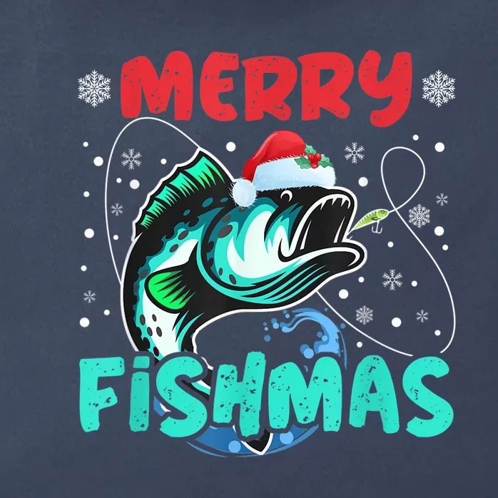 Merry Fishmas Funny Christmas Fishing Fish Gift Xmas Zip Tote Bag