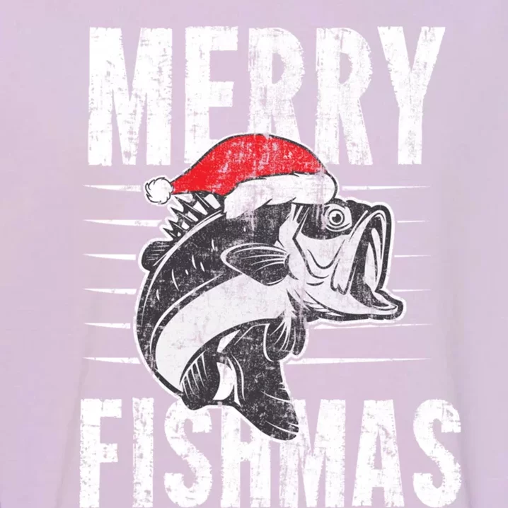 Merry Fishmas Funny Fishing Christmas Gift Garment-Dyed Sweatshirt