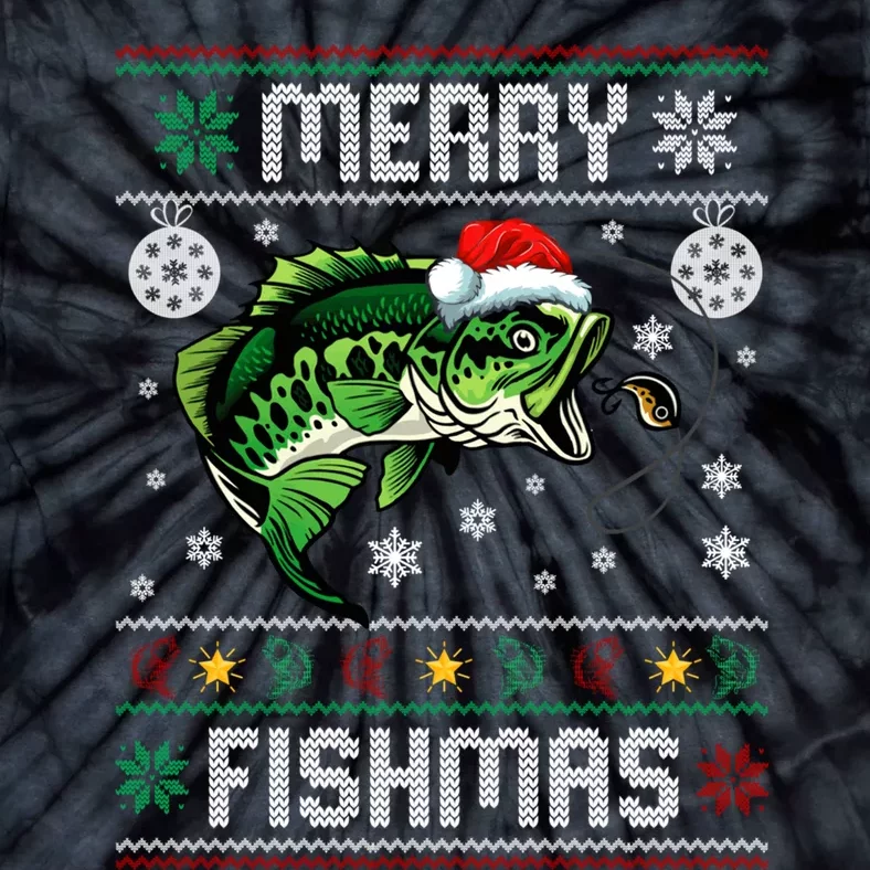 Merry Fishmas Funny Fish Fishing Fisherman Ugly Christmas Tie-Dye T-Shirt