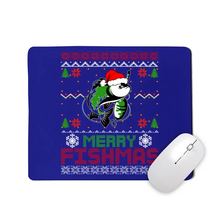 Merry Fishmas Funny Fishing Christmas Ugly Pajama Fishers Cool Gift Mousepad