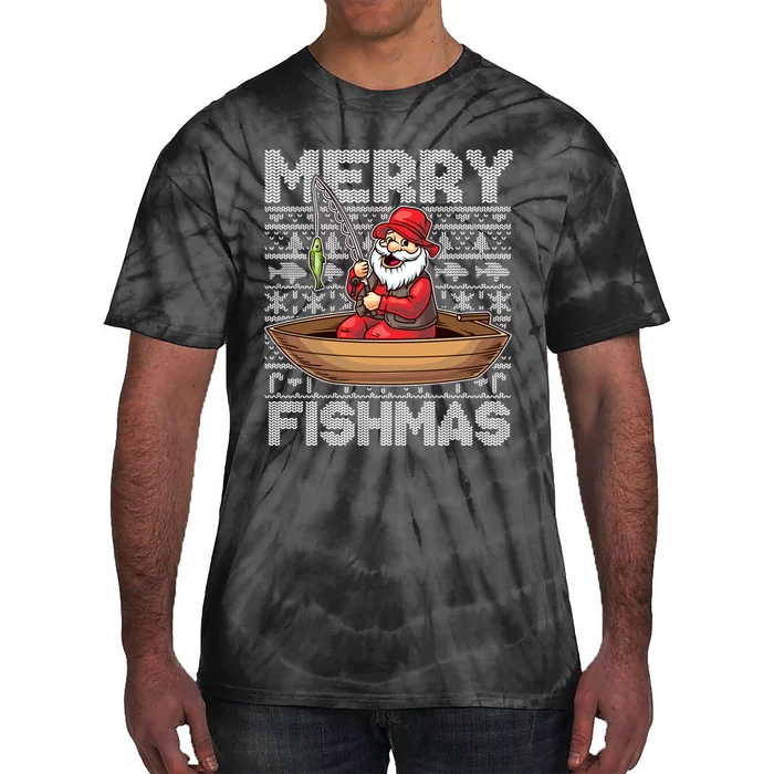 Merry Fishmas Fishing Santa Claus Fisherman Funny Humor Tie-Dye T-Shirt