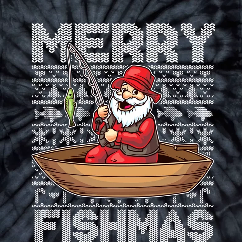 Merry Fishmas Fishing Santa Claus Fisherman Funny Humor Tie-Dye T-Shirt