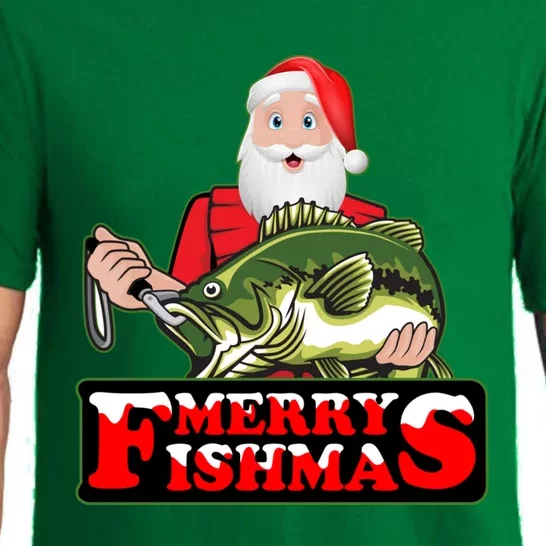 Merry Fishmas Funny Xmas Lighting Santa Fishing Christmas Meaningful Gift Pajama Set