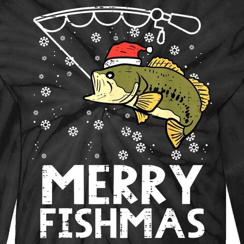 Merry Fishmas Fishing Xmas Funny Tie-Dye Long Sleeve Shirt