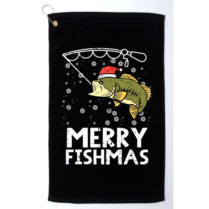 Merry Fishmas Fishing Xmas Funny Platinum Collection Golf Towel