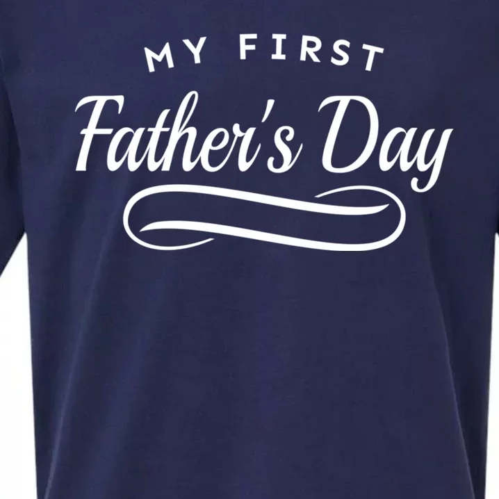 My First Fathers Day 1st Time Dad Sueded Cloud Jersey T-Shirt