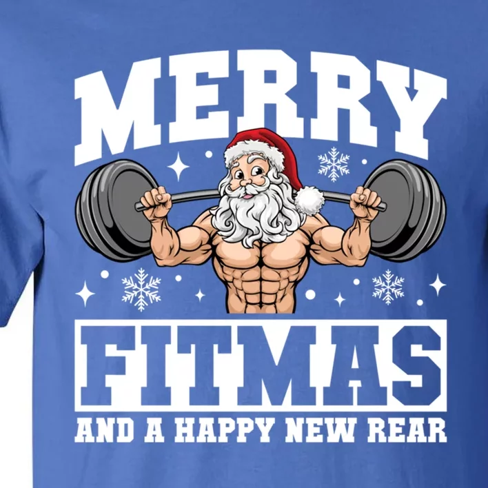 Merry Fitmas Funny Santa Fitness Gym Workout Ugly Christmas Gift Tall T-Shirt