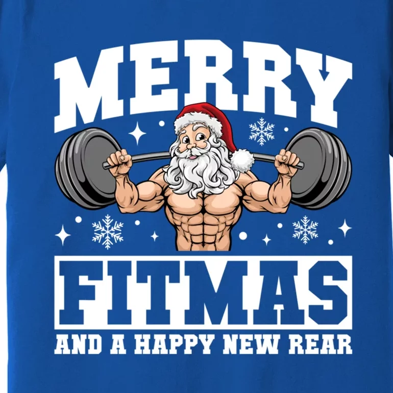 Merry Fitmas Funny Santa Fitness Gym Workout Ugly Christmas Gift Premium T-Shirt