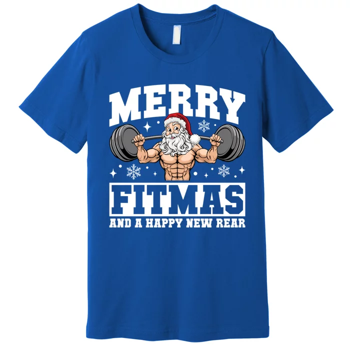 Merry Fitmas Funny Santa Fitness Gym Workout Ugly Christmas Gift Premium T-Shirt