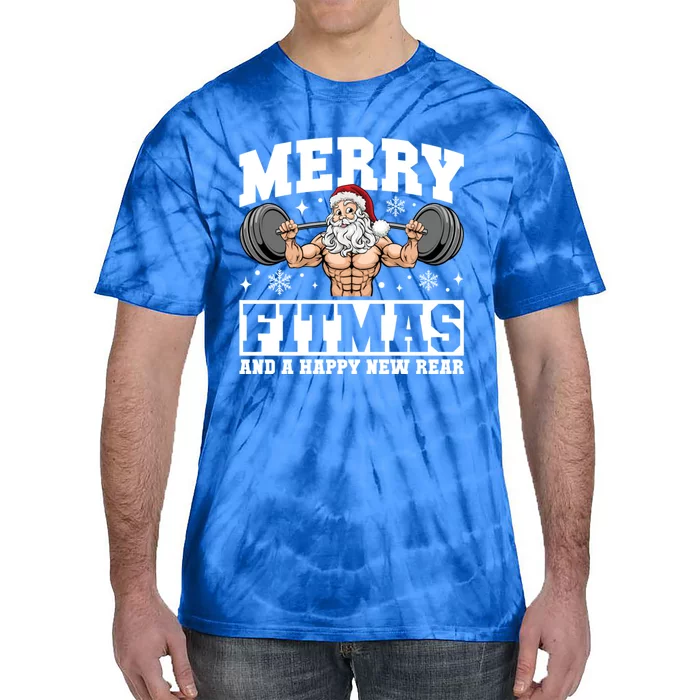 Merry Fitmas Funny Santa Fitness Gym Workout Ugly Christmas Gift Tie-Dye T-Shirt