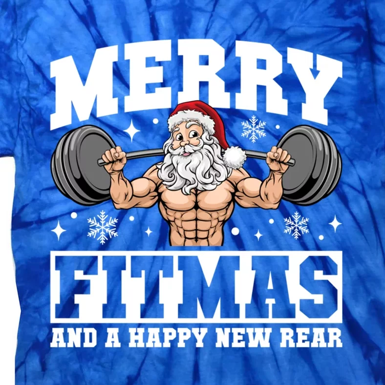 Merry Fitmas Funny Santa Fitness Gym Workout Ugly Christmas Gift Tie-Dye T-Shirt