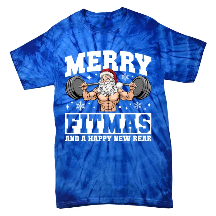 Merry Fitmas Funny Santa Fitness Gym Workout Ugly Christmas Gift Tie-Dye T-Shirt