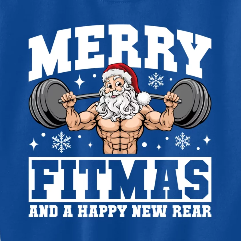 Merry Fitmas Funny Santa Fitness Gym Workout Ugly Christmas Gift Kids Sweatshirt