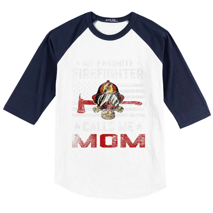 My Favorite Firefighter Calls Me Mom Usa Flag MotherS Day Baseball Sleeve Shirt