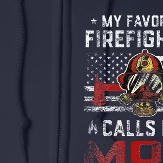 My Favorite Firefighter Calls Me Mom Usa Flag MotherS Day Full Zip Hoodie