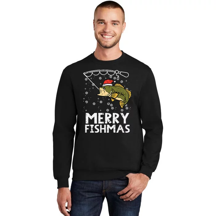 Merry Fishmas Fish Fishing Xmas Christmas Dad Tall Sweatshirt