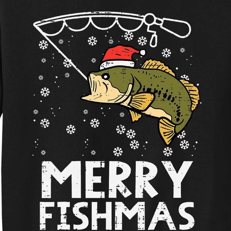 Merry Fishmas Fish Fishing Xmas Christmas Dad Tall Sweatshirt