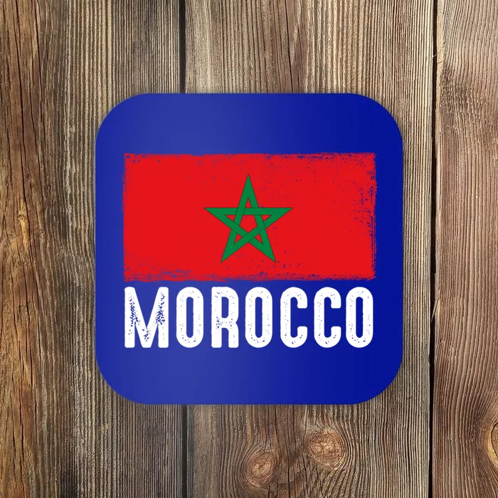 Morocco Flag Football Vintage Fan Soccer Team Pride Gift Coaster