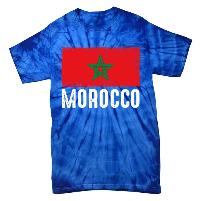 Morocco Flag Football Vintage Fan Soccer Team Pride Gift Tie-Dye T-Shirt