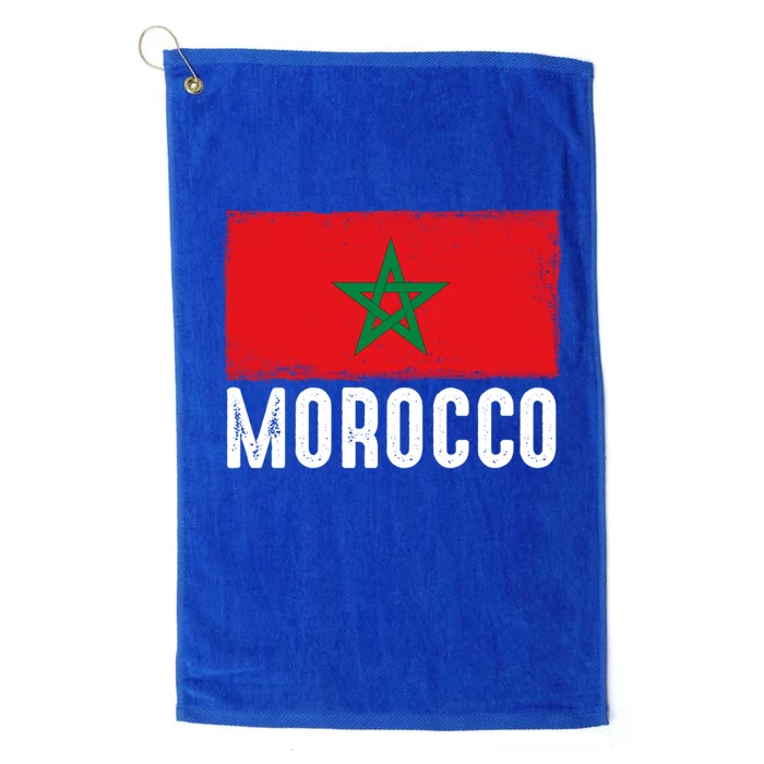 Morocco Flag Football Vintage Fan Soccer Team Pride Gift Platinum Collection Golf Towel