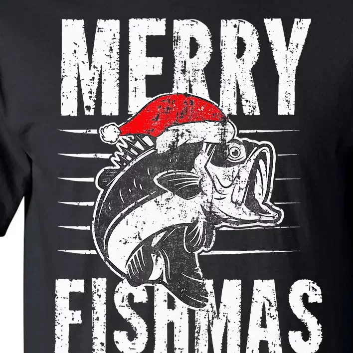 Merry Fishmas Funny Fish Fishing Fisherman Christmas Xmas Tall T-Shirt