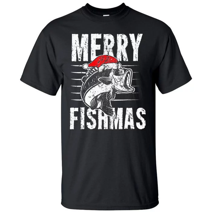 Merry Fishmas Funny Fish Fishing Fisherman Christmas Xmas Tall T-Shirt