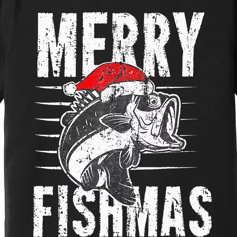 Merry Fishmas Funny Fish Fishing Fisherman Christmas Xmas Premium T-Shirt