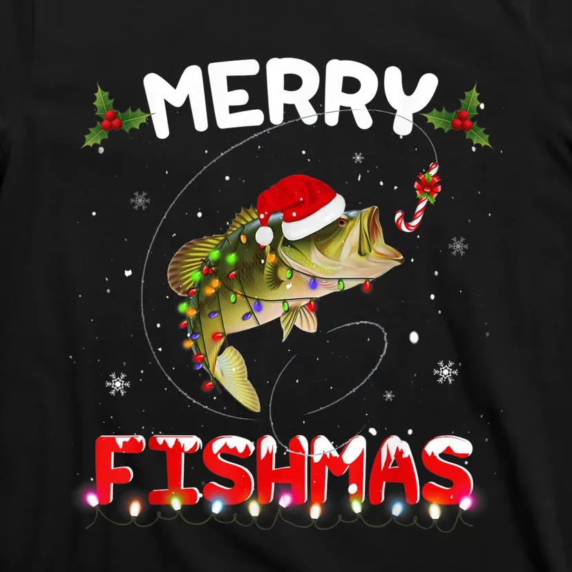 Merry Fishmas Funny Fishing Christmas Pajama Fishers T-Shirt