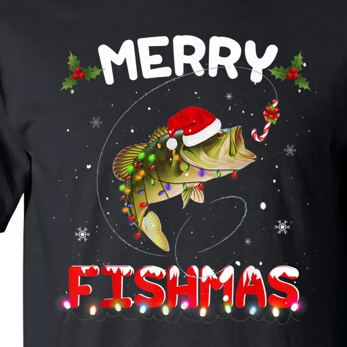 Merry Fishmas Funny Fishing Christmas Pajama Fishers Tall T-Shirt