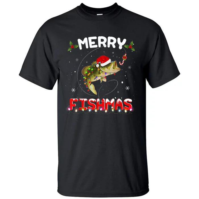 Merry Fishmas Funny Fishing Christmas Pajama Fishers Tall T-Shirt