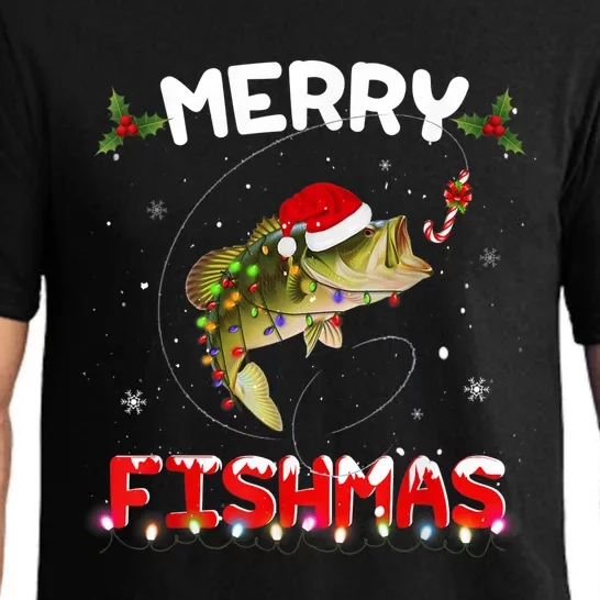 Merry Fishmas Funny Fishing Christmas Pajama Fishers Pajama Set