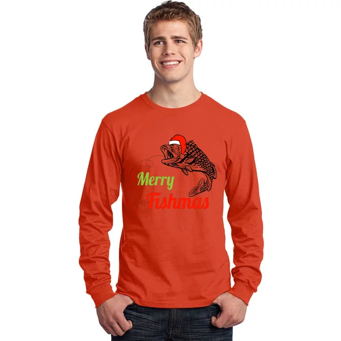 Merry Fishmas Fish Fishing Xmas Christmas Family Matching Tall Long Sleeve T-Shirt