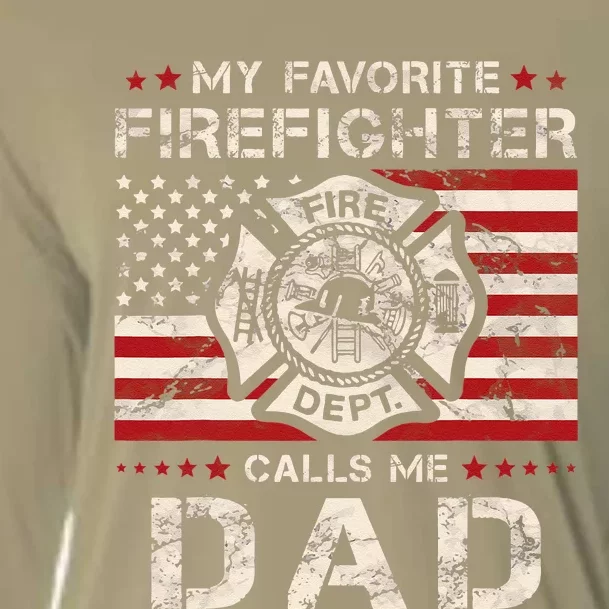 My Favorite Firefighter Calls Me Dad Fireman Father Saying Cooling Performance Long Sleeve Crew